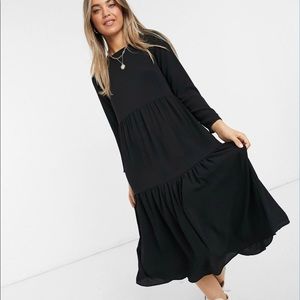 ASOS Black Midi Tiered Dress 4